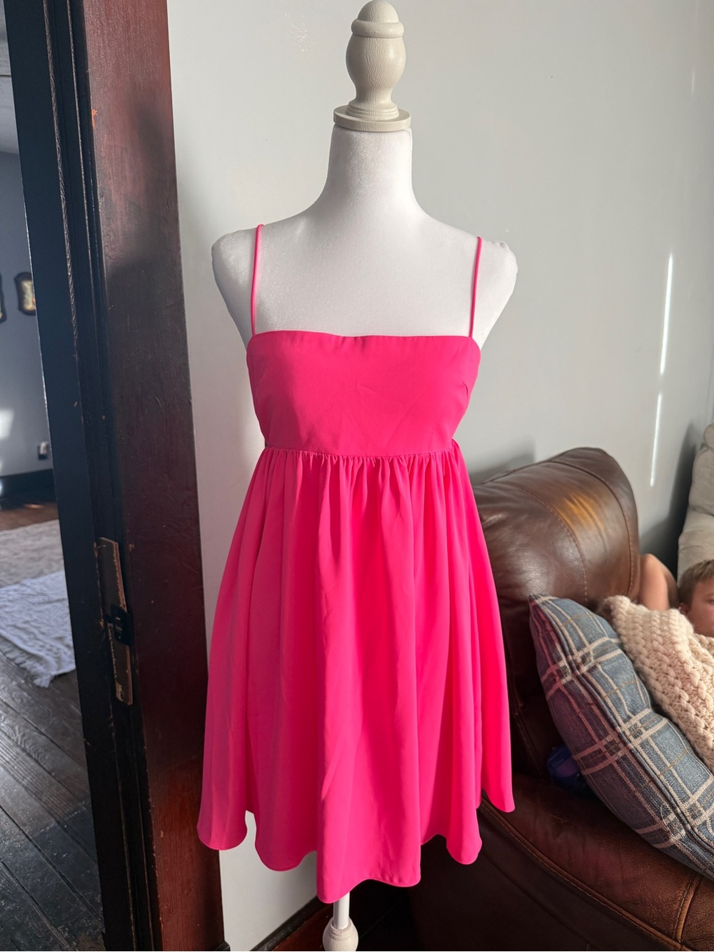 Amanda Uprichard Pink Lacquer Jojo Mini Dress S Barbiecore Malibu Vacation